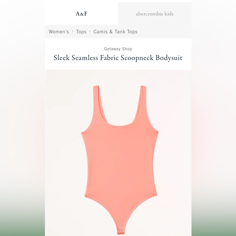 Abercrombie and Fitch Sleek Scoopneck Seamless Bodysuit Coral
